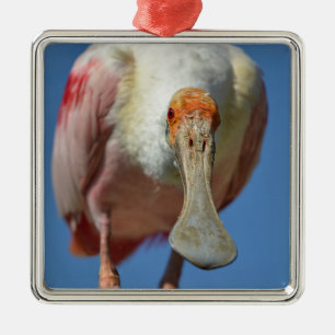 Roseate Spoonbill with its big beak Metal Tree Decoration