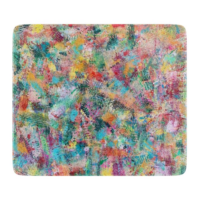 Rosebud Deco Glass Cutting Board (Front)