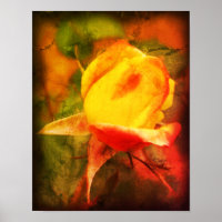 Rosebud Floral Art Photo Painting Distressed