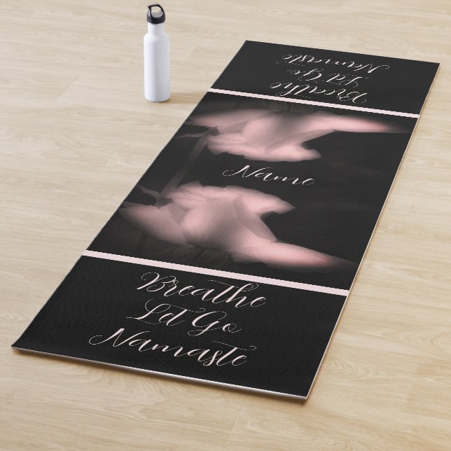 Rosebud Flower Black And White Personalised Yoga Mat (In Situ)