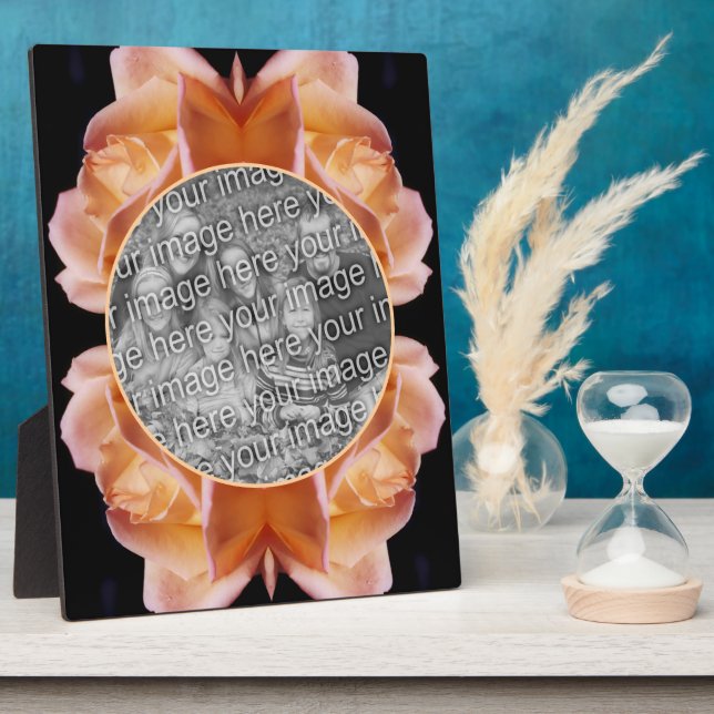 Rosebud Flower Tinted Add Your Own Photo Plaque (Side)