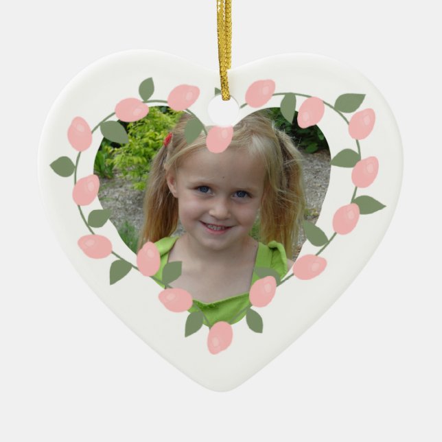 Rosebud Heart Personalised Keepsake Ornament (Front)
