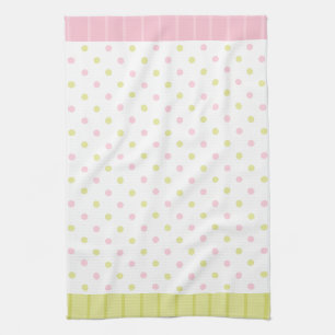 Rosebud Joy dots pink green Kitchen Towel