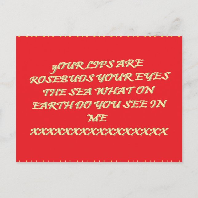 Rosebud lips eyes like the sea romance Valentine   Postcard (Front)