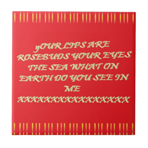 Rosebud lips eyes like the sea romance Valentine   Tile