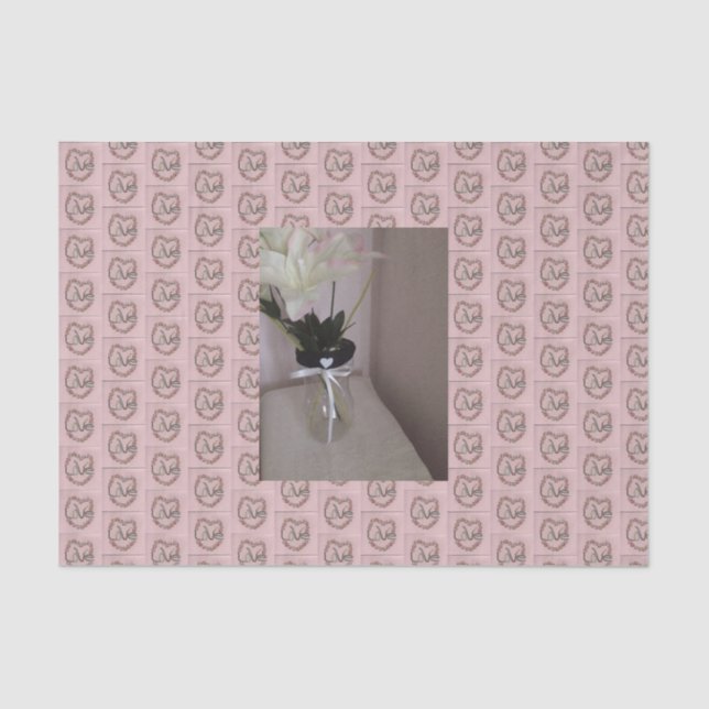 Rosebud Love & Embellished Flower Abstract Tissue Paper (Front)