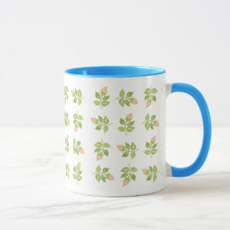 Rosebud Mini-print Pink Blue White Ringer Mug