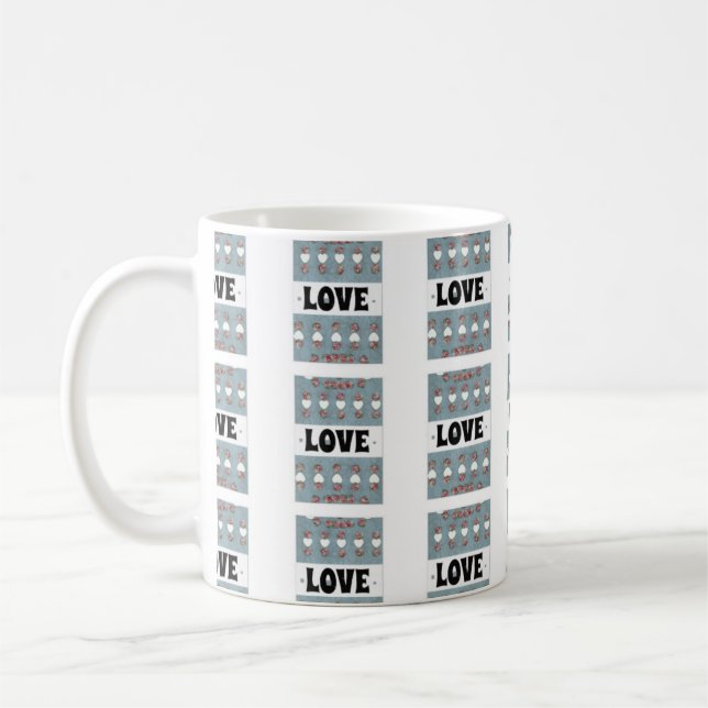 Rosebuds & Hearts Triple Love Coffee Mug (Left)