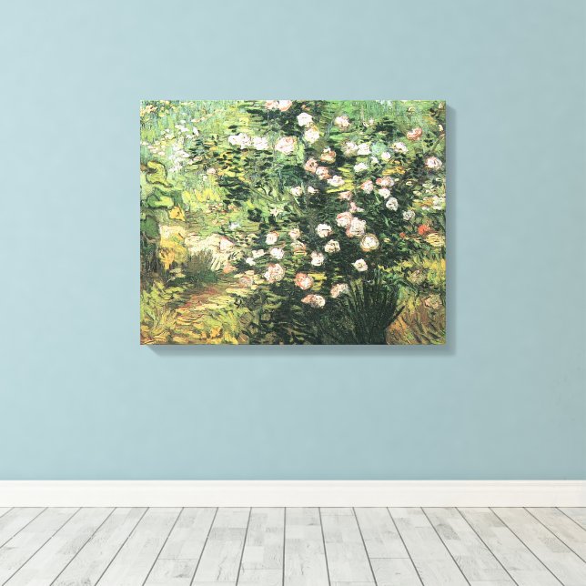 Rosebush in Blossom by Vincent van Gogh Canvas Print (Insitu(Wood Floor))