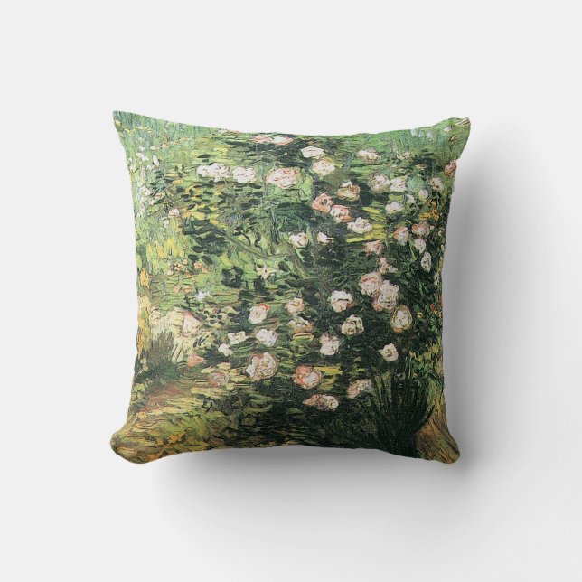 Rosebush in Blossom by Vincent van Gogh Cushion (Front)