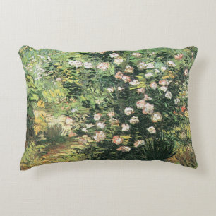Rosebush in Blossom by Vincent van Gogh Decorative Cushion