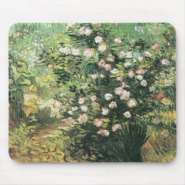 Rosebush in Blossom by Vincent van Gogh Mouse Mat (Front)