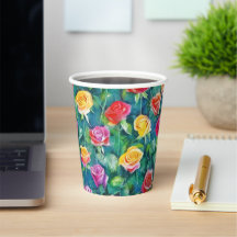 Rosebushes blooming watercolor pattern