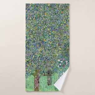 Rosebushes Under The Trees, Gustav Klimt Bath Towel