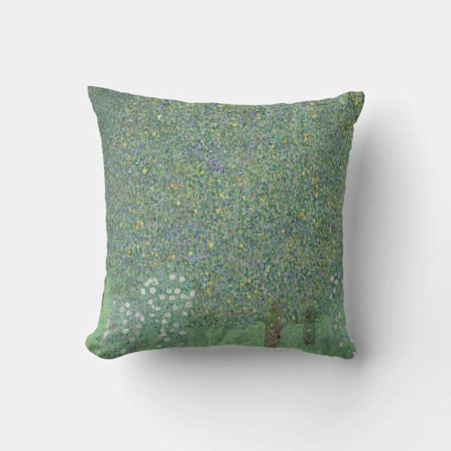 Rosebushes under the trees - Gustav Klimt Cushion (Front)