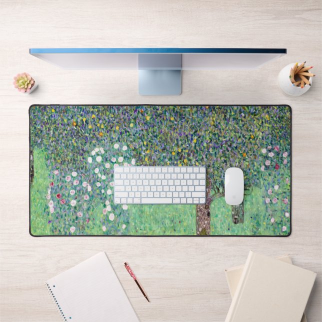 Rosebushes Under The Trees, Gustav Klimt Desk Mat (Office 1)