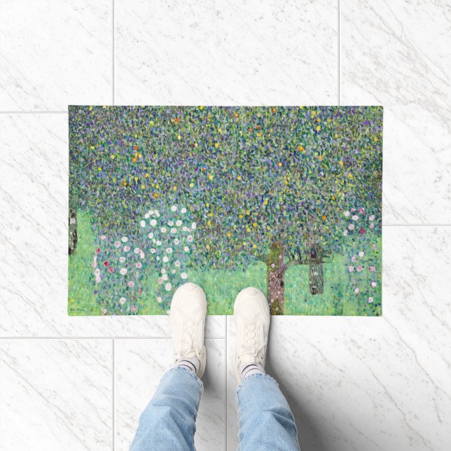 Rosebushes Under The Trees, Gustav Klimt Doormat (Indoor)