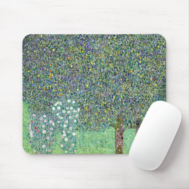 Rosebushes Under The Trees, Gustav Klimt Mouse Mat (With Mouse)