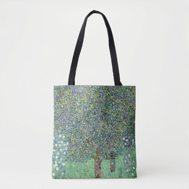 Rosebushes Under The Trees, Gustav Klimt Tote Bag (Front)