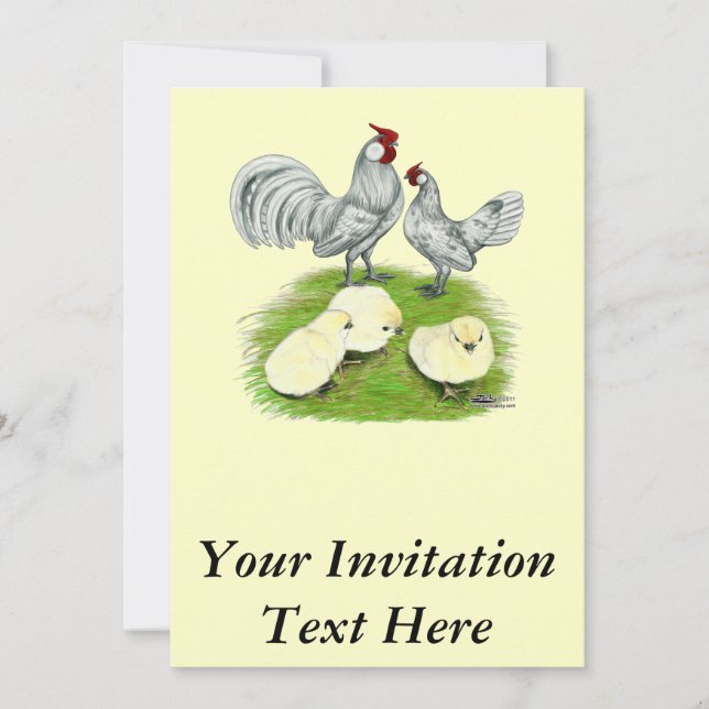Rosecomb Bantams and Chicks Invitation (Front)