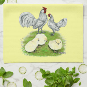 Rosecomb Bantams and Chicks Tea Towel