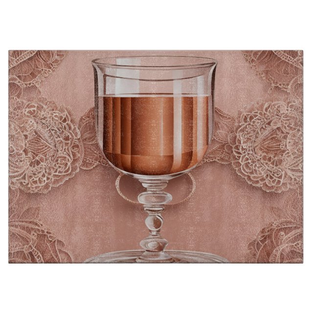 Rosegold Cheers Lace AI art  Cutting Board (Front)