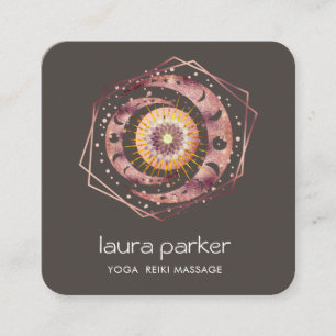 Rosegold Crescent Moon Mystic Lotus Eye Celestial Square Business Card