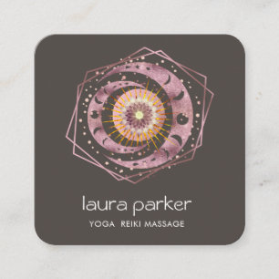 Rosegold Crescent Moon Mystic Lotus Eye Celestial  Square Business Card