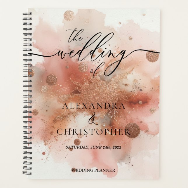 RoseGold Earthtone Watercolor Wedding Signatures Planner (Front)