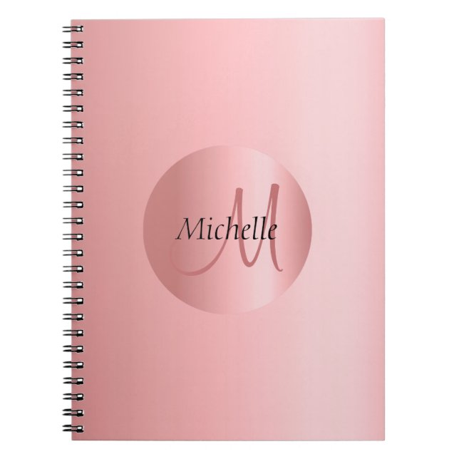 Rosegold Elegant Monogram Modern Template Notebook (Front)