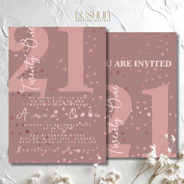 Rosegold Glitter Birthday Sparkling Glam Party Invitation (Creator Uploaded)
