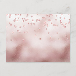 Rosegold glitter confetti postcard