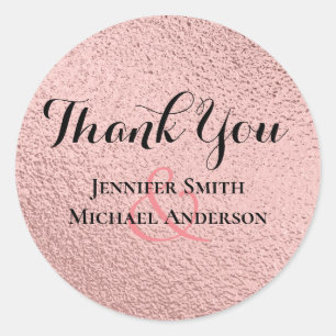 RoseGold Glitter Glam Foil Look Wedding BUDGET Classic Round Sticker