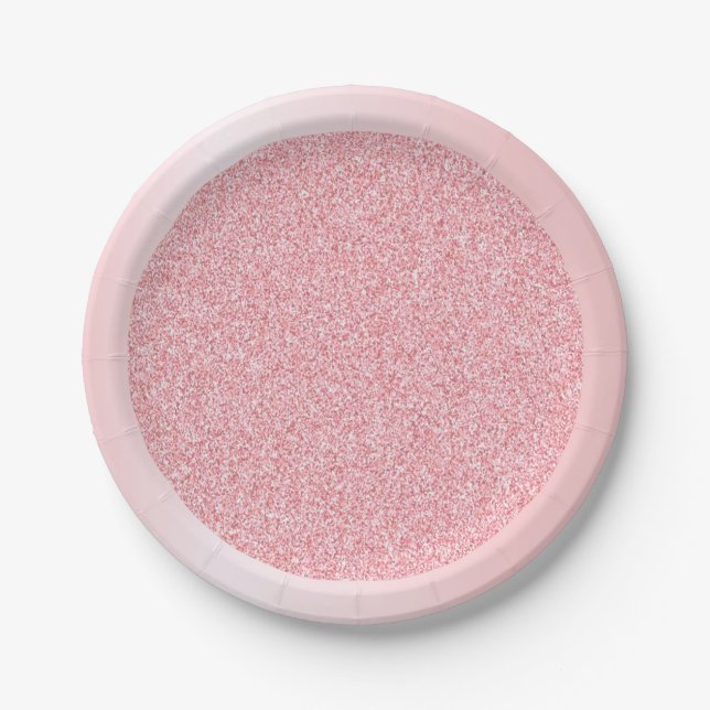 Rosegold Glitter Modern Pink Template Trendy Blank Paper Plate (Front)