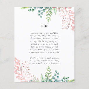 Rosegold Greenery Wedding Reception Program