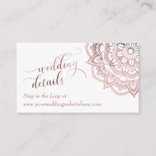 Rosegold Mandala White Wedding Details Insert Card