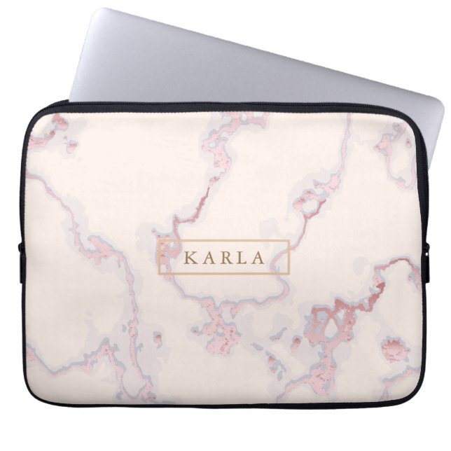 Rosegold marble texture no.2 laptop sleeve (Front)