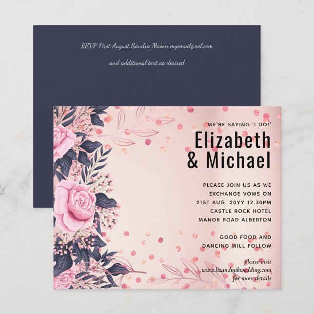 Rosegold Metallic WEDDING Glitter Look (Front/Back)