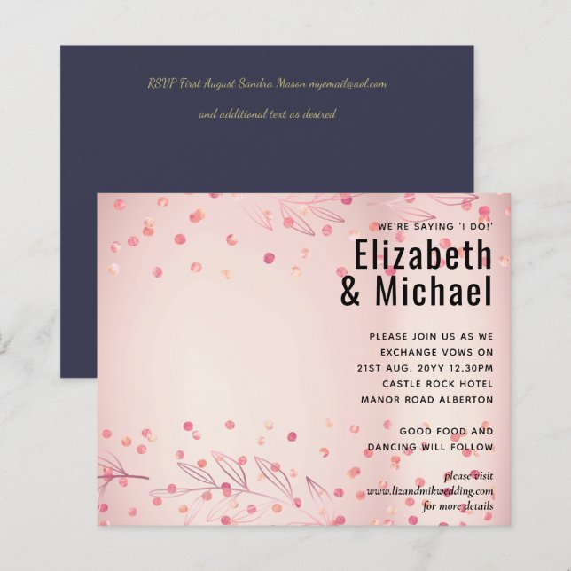 Rosegold Metallic WEDDING Glitter Look (Front/Back)