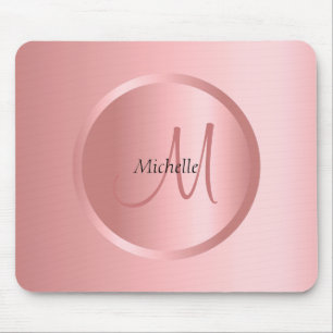 Rosegold Monogram Modern Elegant Template Mouse Mat