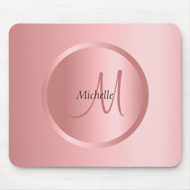 Rosegold Monogram Modern Elegant Template Mouse Mat (Front)
