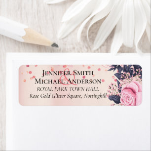 Rosegold Navy Floral Metallic Foil Look WEDDING