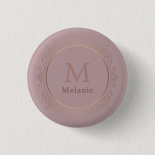 Rosegold Template Monogram Elegant Modern 3 Cm Round Badge (Front)