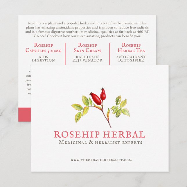 Rosehip herbalists medicinal three products info (Front/Back)