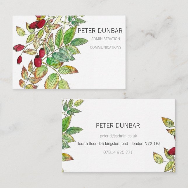 Rosehip Personalised Business Card (Front/Back)
