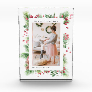 Rosehips & Holly Berries Christmas Greenery Photo Block