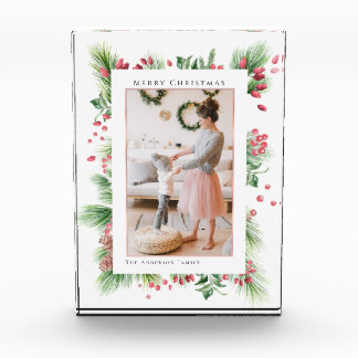 Rosehips & Holly Berries Christmas Greenery Photo Block
