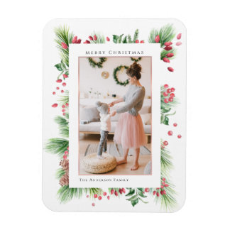 Rosehips & Holly Berries Christmas Greenery Photo Magnet