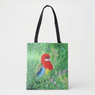 Rosella Bird Painting Tote Bag