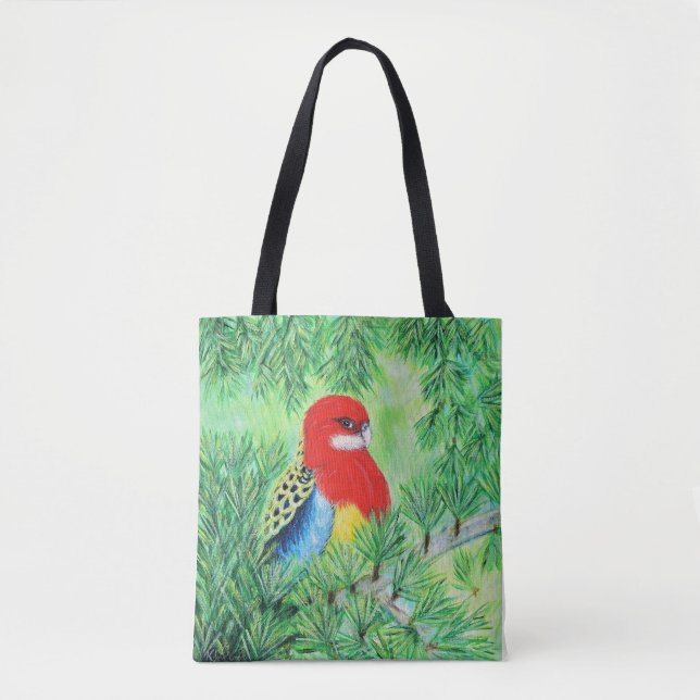 Rosella Bird Painting Tote Bag (Front)